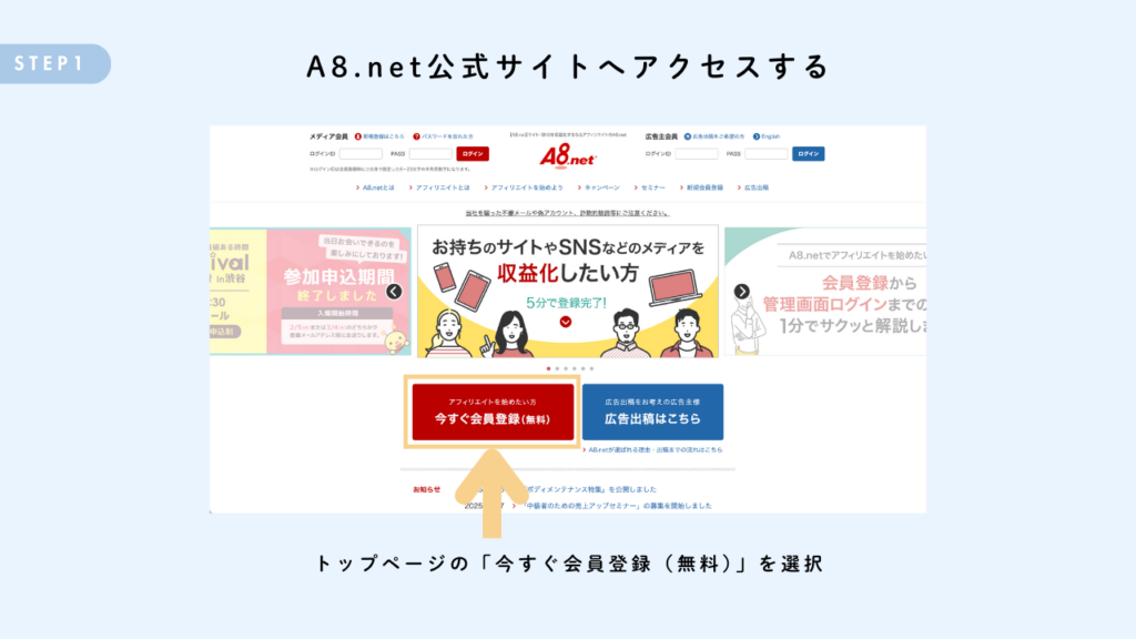 A8.netの登録手順